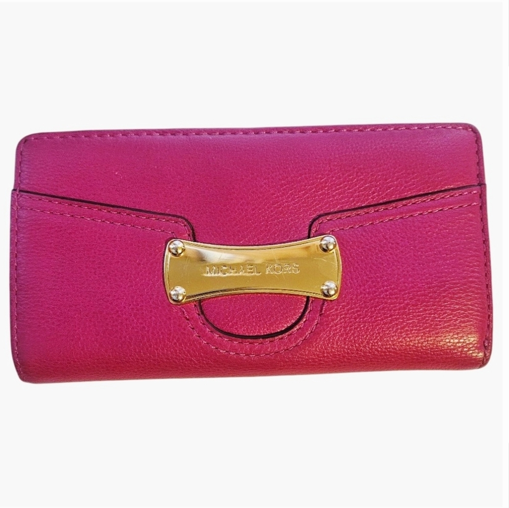 Michael Kors Hot Pink Pebbled Leather Wallet